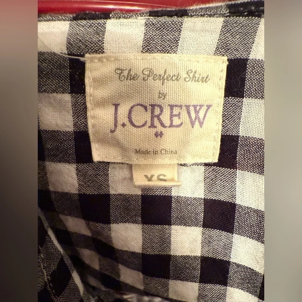 J.CREW The Perfect Shirt Black and White Checkered Women’s Dress Shirt Size XS